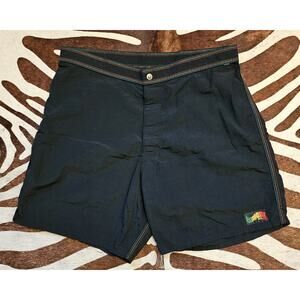 Vintage 80s Lifes A Beach Surf Gear CA, Bad Boy Rasta Board Shorts Swim Size 34
